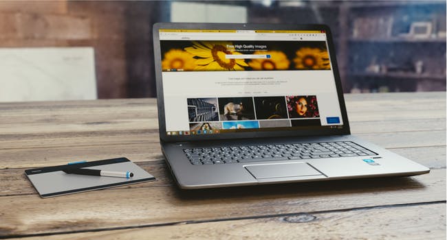 Website displayed on laptop